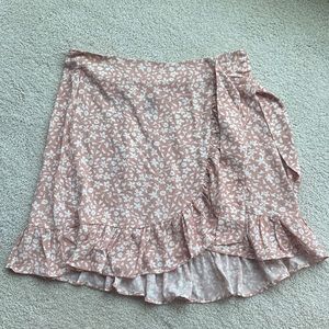 Peach Floral Ruffles Skirt
